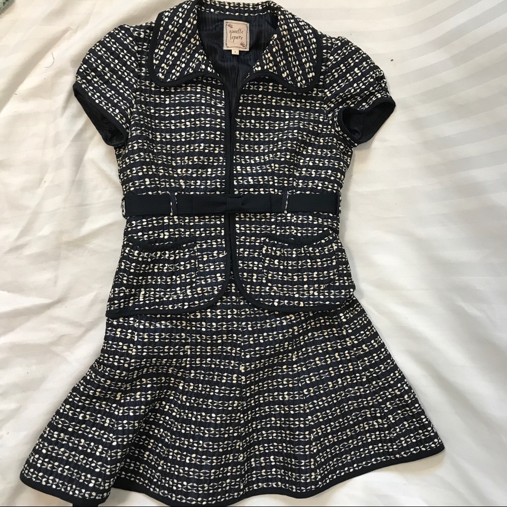 Nanette Lepore Tweed navy Skirt and Blazer Set